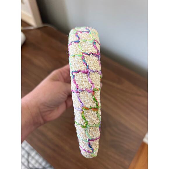 NEW Lele Sadoughi Raffia Alice Headband Women's Mermaid Rainbow One Size - Picture 4 of 7